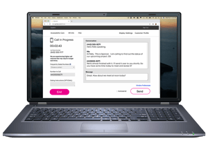 Image of a laptop computer showing T-Mobile IP Relay via Online.